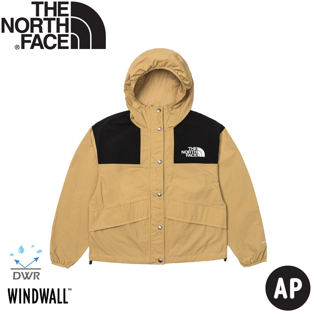 【The North Face 女 寬版連帽風衣外套 AP《卡其》】5JXO/登山/防潑水/連帽/防風外套