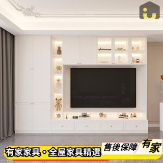🏡有家傢俱🏡 客製尺寸 電視櫃一體背景牆 客廳酒櫃 開放格展示櫃 實木書櫃 公仔櫃 落地式牆櫃 組合收納櫃 儲物抽屜櫃