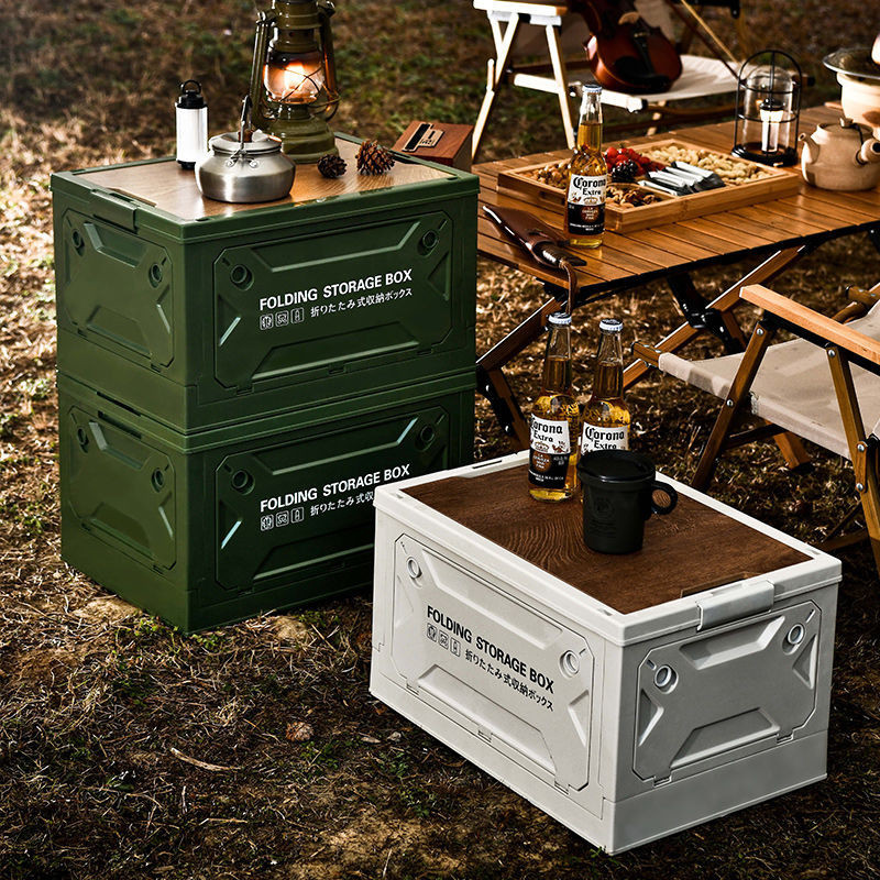 新款戶外露營折疊箱車載后備箱木蓋可側開整理箱便攜式野餐收納箱