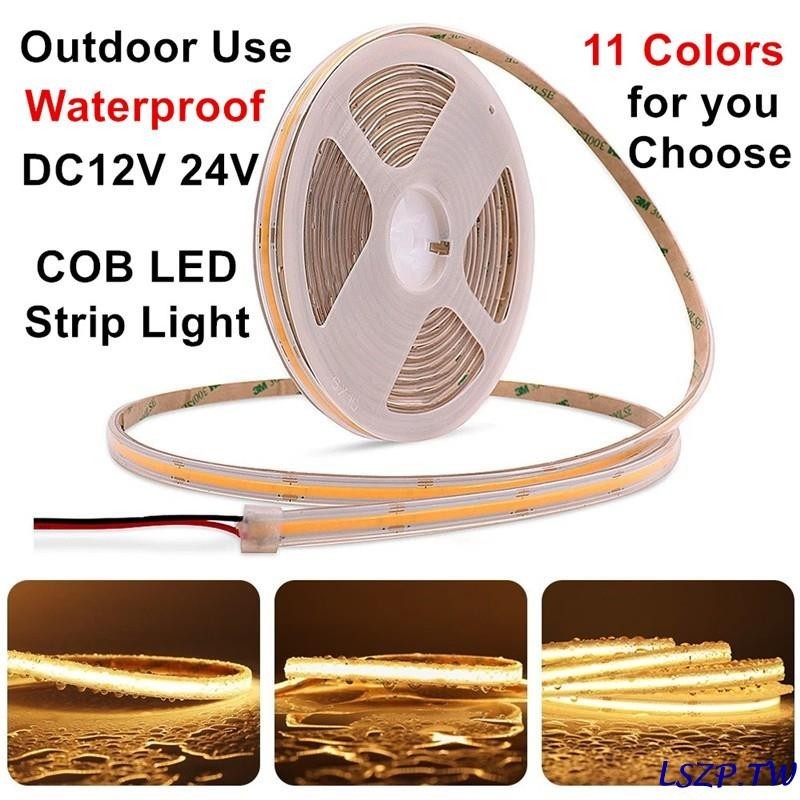 🔥台灣出貨⚡免運🔥ila 防水 COB LED 燈條 5/10m DC 12V 24V 柔性室內外使用絲帶燈暖白色紅