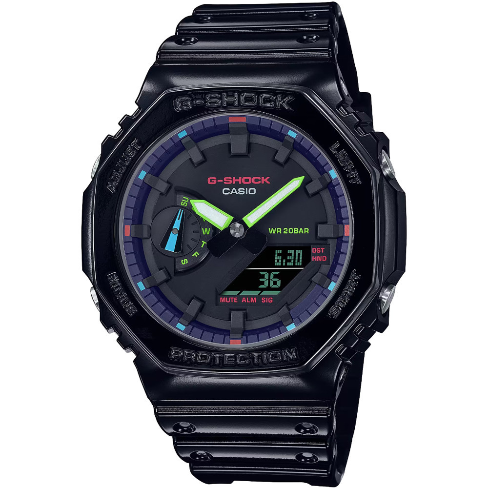 【CASIO】卡西歐 G-SHOCK虛擬彩虹系列 多彩光譜電子錶 GA-2100RGB-1A 台灣卡西歐保固一年