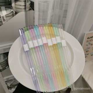 🔥客製/熱賣🔥Rainbow彩虹係列蟲蟲衕款透明水晶洗碗機可用尖頭防滑筷子 L53H