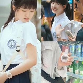 美美噠~【補貼價】偷偷藏不住趙露思桑稚衕款手錶女學生ins小眾方形簡約白色電子錶