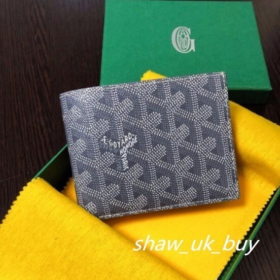 GOYARD 戈雅 VICTOIRE 灰白紋 錢包 短夾 對折皮夾 8卡 對折錢包 男士卡包