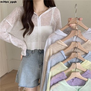 【防曬服 百搭】臺灣襯衫防曬夏季防曬冰絲外套連帽短款上衣T恤2024年新款韓版設計感氣質開衫