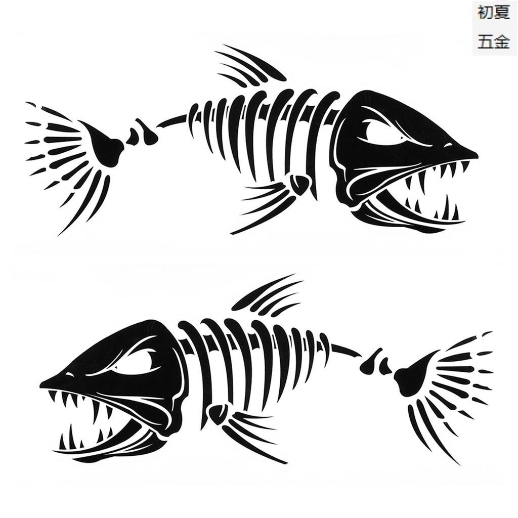 魚牙嘴貼骷髏魚貼紙漁船獨木舟皮划艇圖形配件