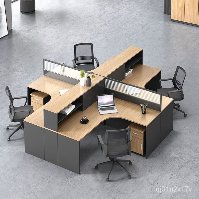 定金價格kq職員辦公桌子簡約現代4人位6辦公室財務雙人電腦桌椅組閤卡座工 WART