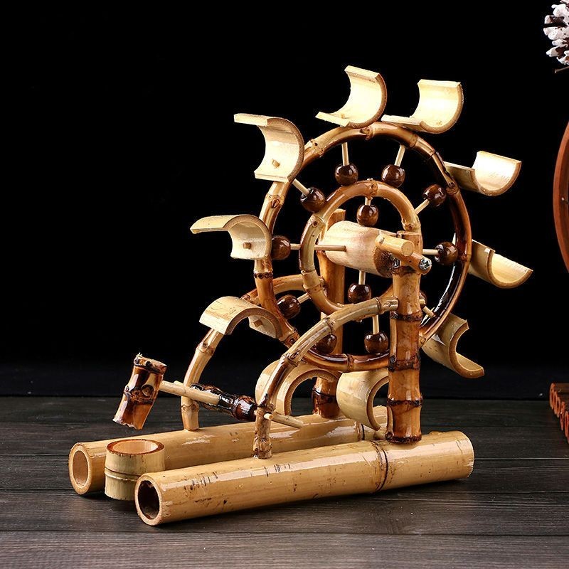 竹制摩天輪竹風車水車模型家居擺設裝飾品道具竹木工藝品擺件禮物
