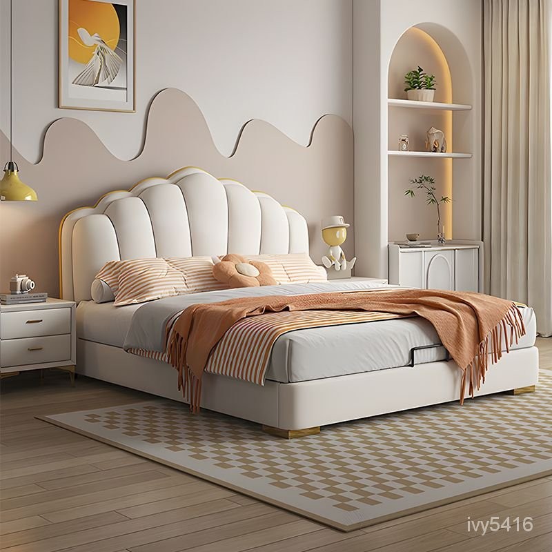 床架✨ 軟包床 單人床 小戶型床 房間床 實木床 雙人床架 貝殼床 日式床架 北歐床架 大床 兒童床 雙人床