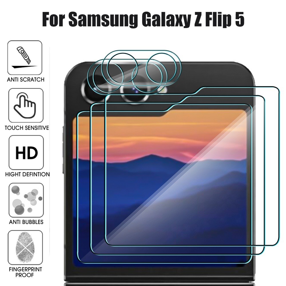 【批發價】3個起批適用於三星 Galaxy Z Flip 5 鋼化玻璃透明相機鏡頭後屏幕保護膜/耐用防刮高清外屏保護膜