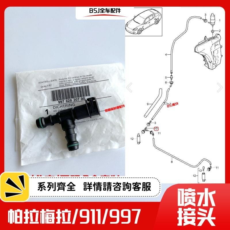 適用保時捷帕拉梅拉博克斯特911大燈清洗管噴水管三通管接頭接口