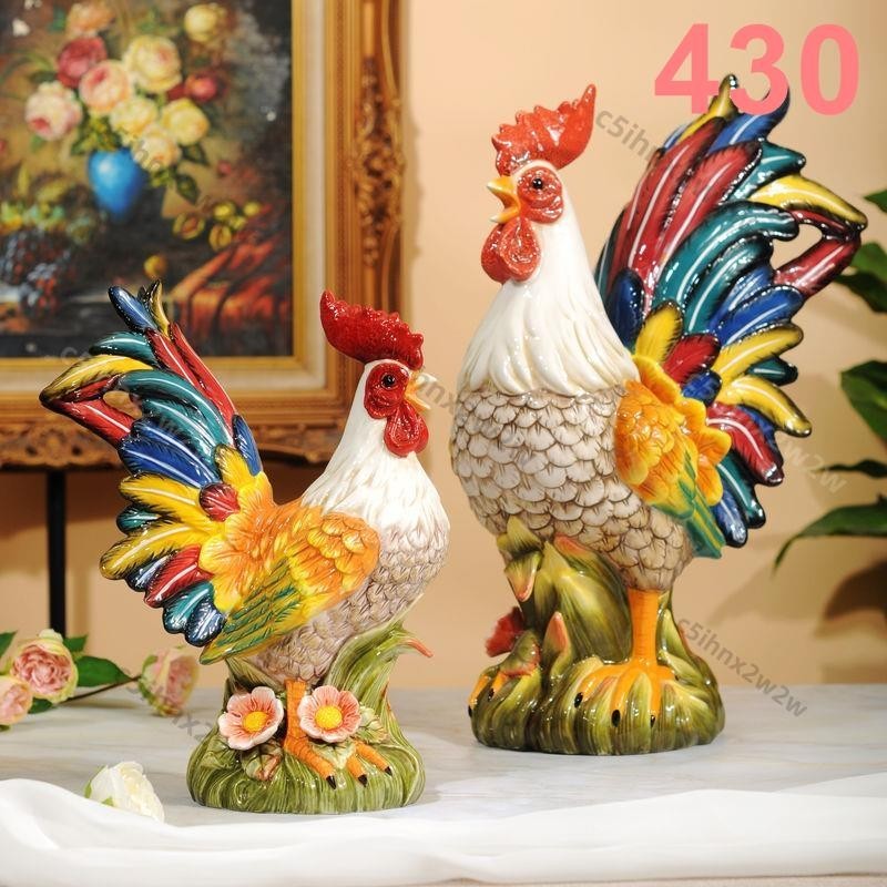 招財鎮宅大公雞開業風水客廳新家居飾品喬遷陶瓷工藝品雞擺件中式