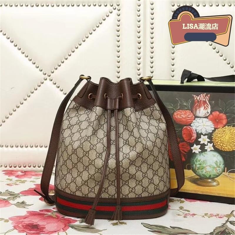 二手精品 Gucci 古馳 Ophidia GG Supreme 水桶包 斜背包 附肩帶 540457 96I3T