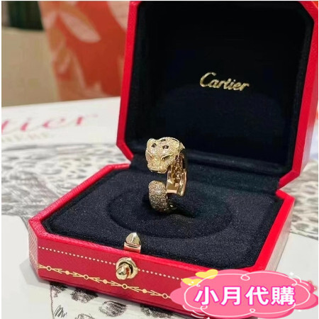 歐洲代購 Cartier 卡地亞 PANTHERE DE CARTER 戒指 祖母綠 18k金 豹子戒指 鑲鑽 實拍