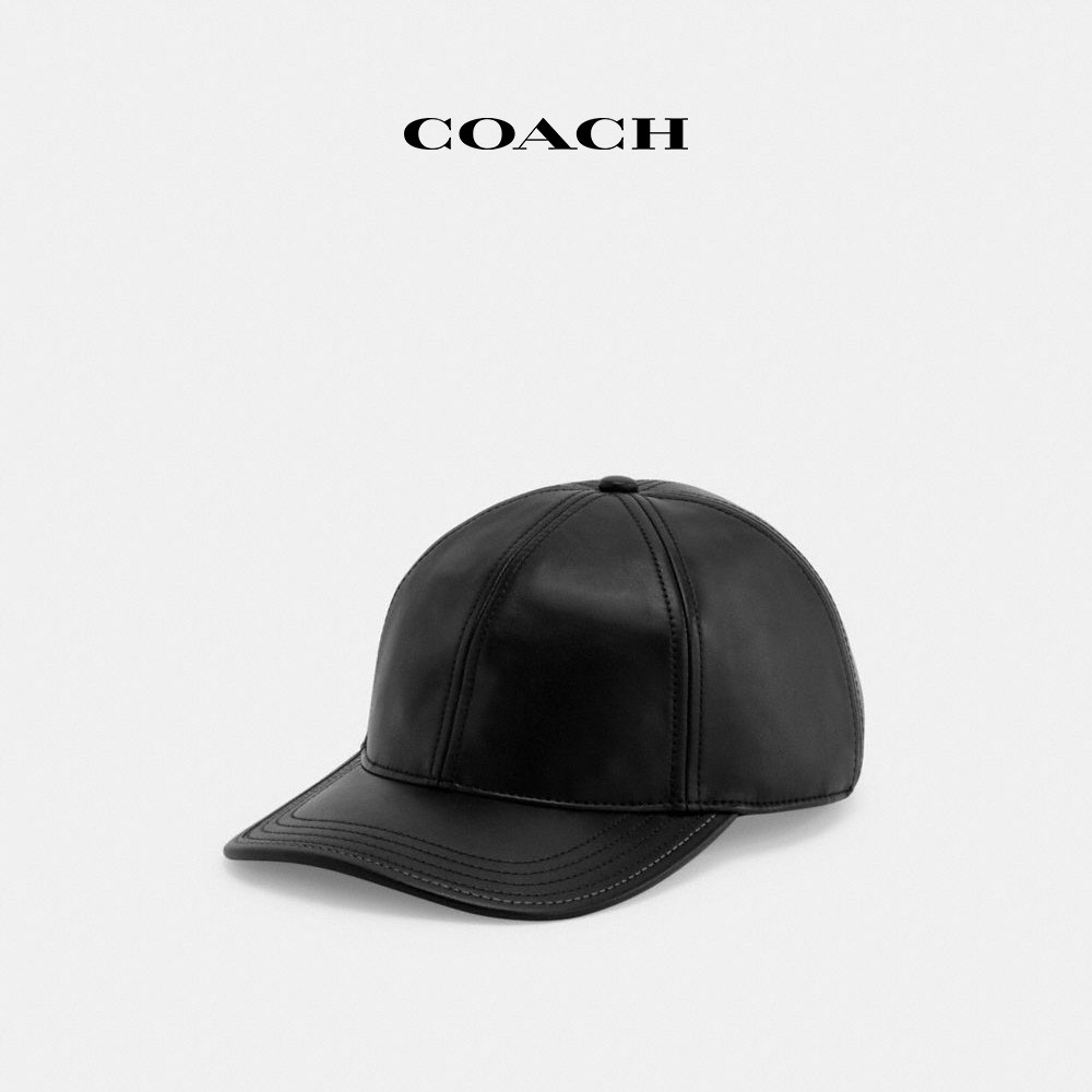 【COACH】皮革棒球帽-黑色(CH794)｜官方直營