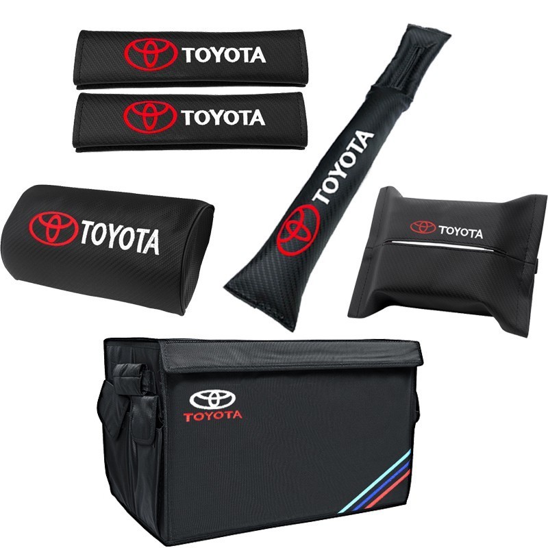 ❤尚百貨精品 適用於Toyota豐田 碳纖紋頭枕護肩套紙巾盒 Sienta /Yaris/Vios/CamryCorol