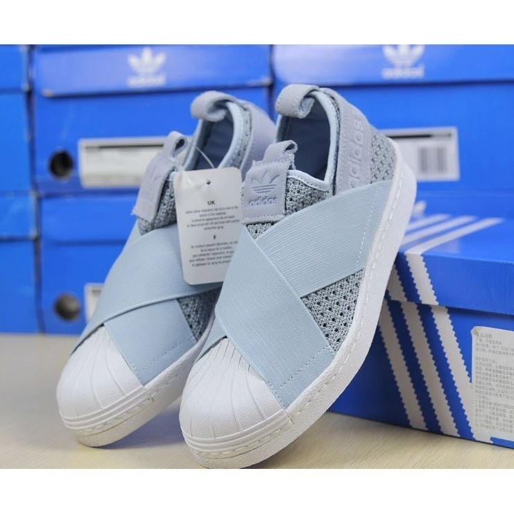 現貨 Adidas Superstar Slip On W 粉藍 交叉綁帶 繃帶鞋 女鞋 貝殼頭 BB2121