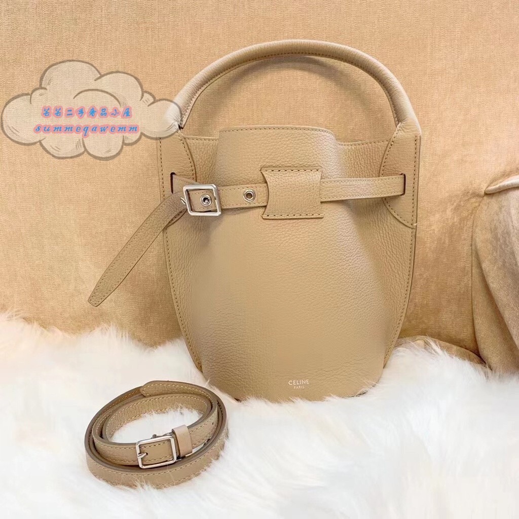 （精品二手）CELINE 賽琳 奶茶色Big Bag Bucket Nano水桶包/單肩包/斜背包/手提包
