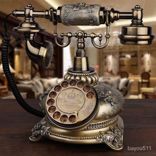 下殺價 仿古電話機老式復古轉盤撥號電話時尚創意歐式田園客廳傢用座機 FTPJ