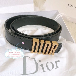 精品二手 DIOR 迪奧 D-FENCE 黑色 復古金扣 女生 腰帶 皮帶 Christian Dior標誌
