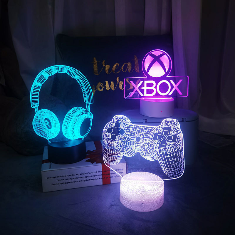 新品🔥玩具沙子大全🔥高品质電競裝飾燈XBOX游戲3d小夜燈氛圍燈索尼PS5周邊擺件游戲機箱擺件