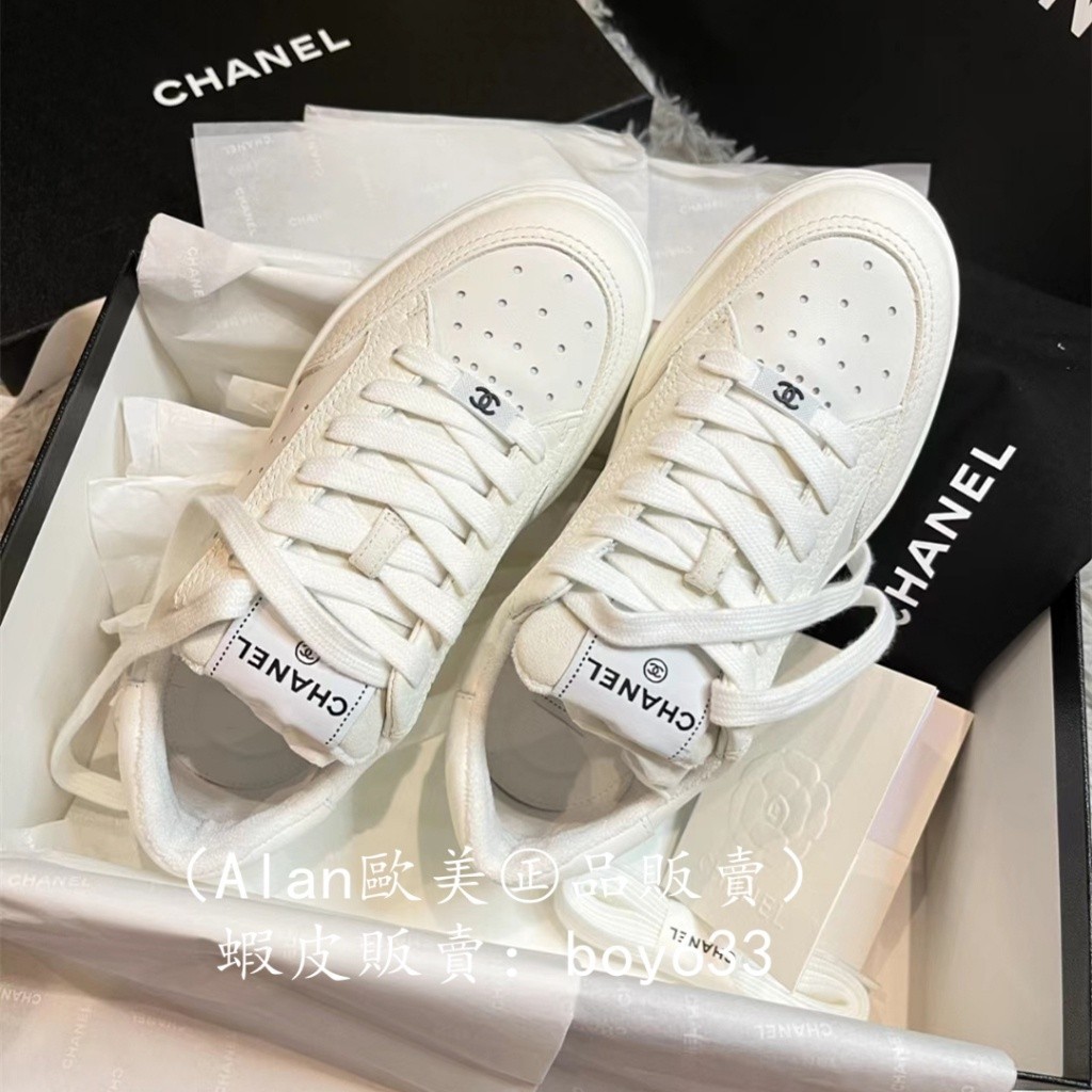 二手現貨 Chanel 新款 全白 全白 麂皮 休閒鞋 球鞋 板鞋 商品實拍