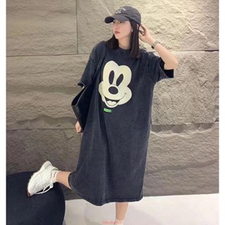 【新貨熱賣】100%純棉夏季胖mm大碼寬松卡通短袖T恤連衣裙女休閑時尚洋氣長裙大碼睡裙加大睡衣大尺碼