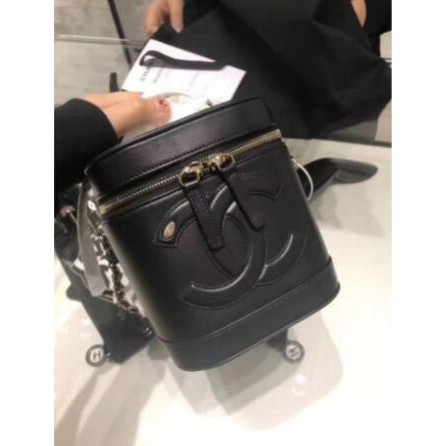 二手 Chanel vintage coco vanity case handbag 香奈兒 黑色 紅色化妝包