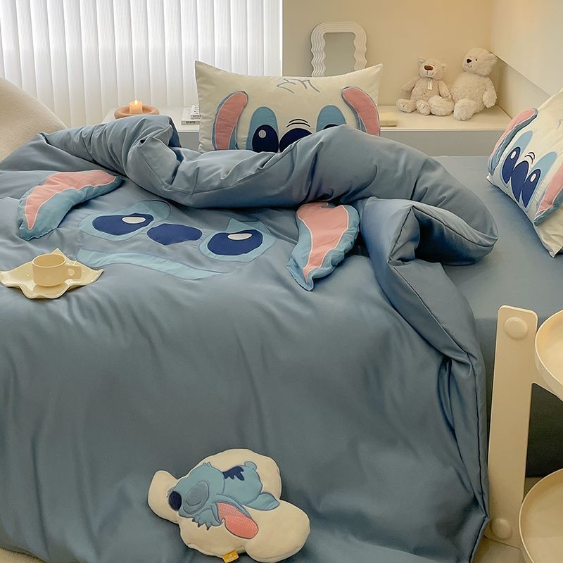 迪士尼夏季冰絲四件套絲滑裸睡床單天絲被套床笠兒童卡通床上用品