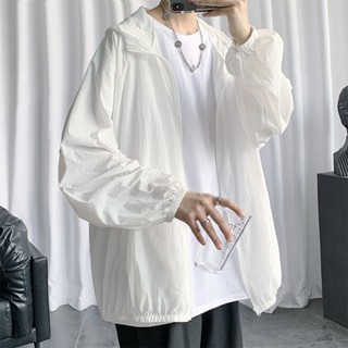 夏季男款防曬連帽外套 寬鬆運動服 港風潮男大尺碼遮陽服