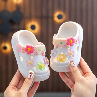 💕洋洋兒童店💕 兒童洞洞鞋 兒童拖鞋 兒童洞洞鞋夏季可愛公主花朵女童寶寶室內洋氣二閤一防滑軟底涼拖 女童洞洞鞋 女童拖鞋