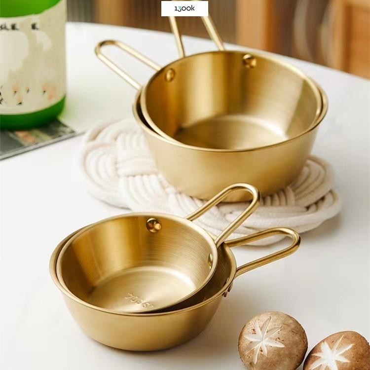 韓系米酒碗 304碗 不鏽鋼 金色碗 銀色碗 帶把碗 碗調料 料理碗 涼酒碗