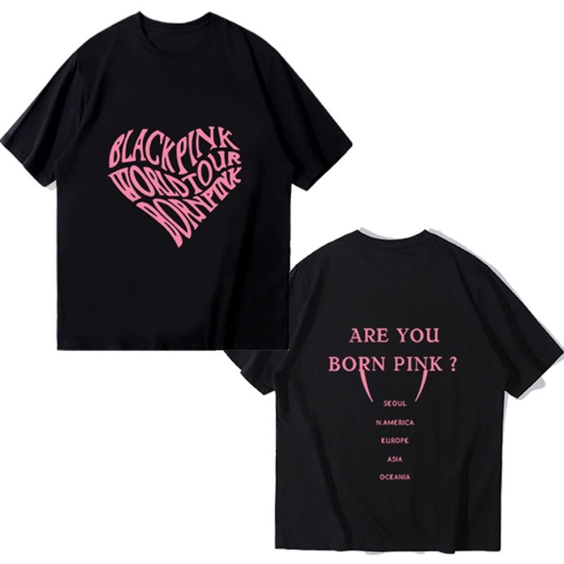 BLACKPINK演唱會Lisa愛心短袖T恤女周邊BORNPINK同款rose衣服男夏
