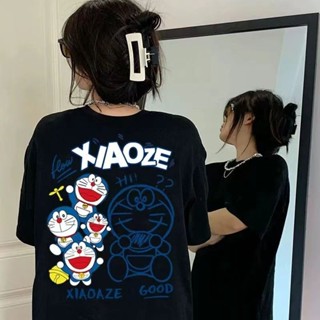 臺灣出貨100%純棉T恤 美式上衣 oversize T恤女 情侶衣服 寬鬆上衣 女上衣 短袖上衣 哆啦A夢上衣潮牌衣服