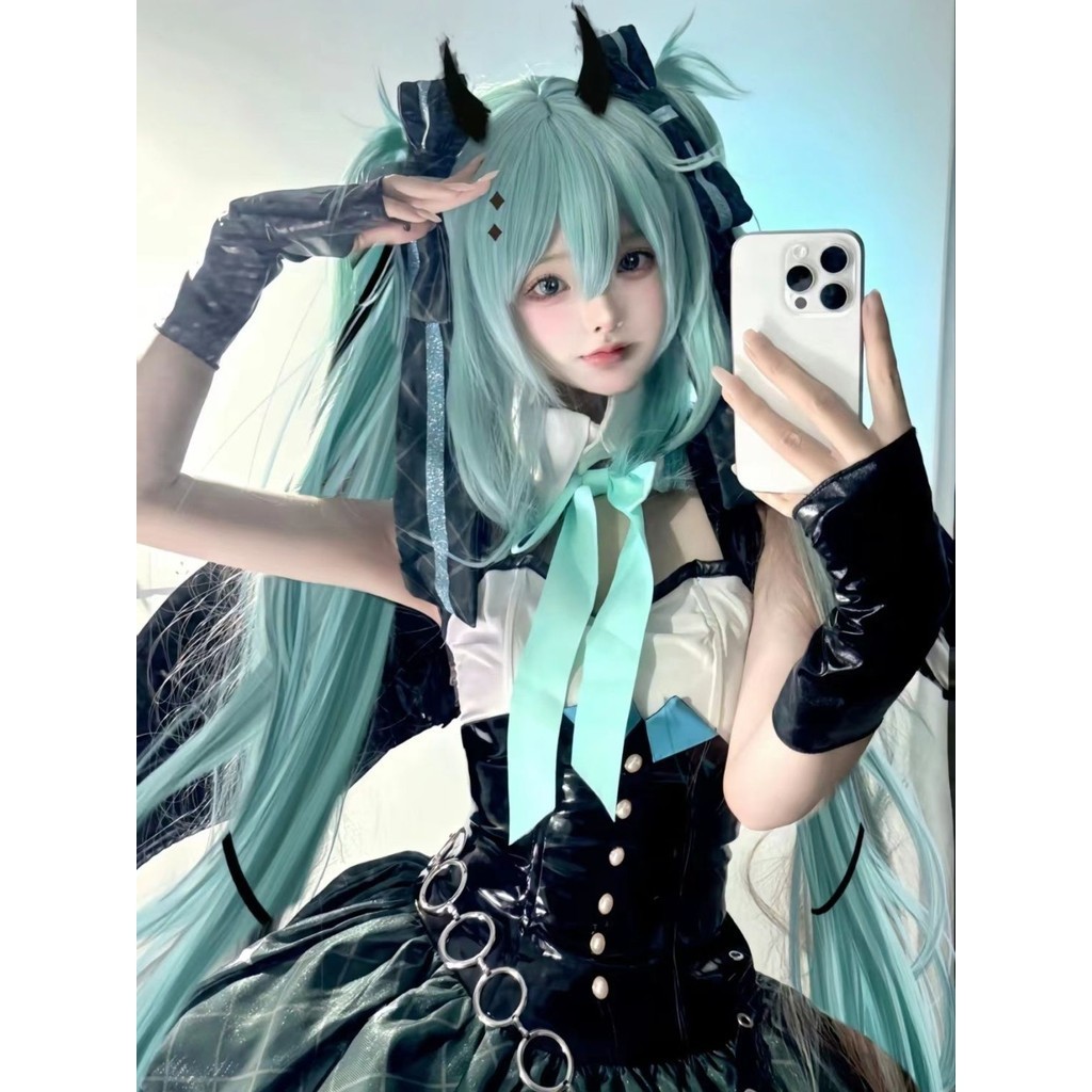 木棉花 初音未來小浣熊聯動cos MIKU小惡魔cosplay服裝二次元女C服