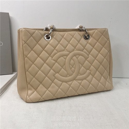 二手精品 CHANEL 養樂多色 GST 牛皮 荔紋 菱格 金鍊 皮穿鍊 豆腐包 肩背包