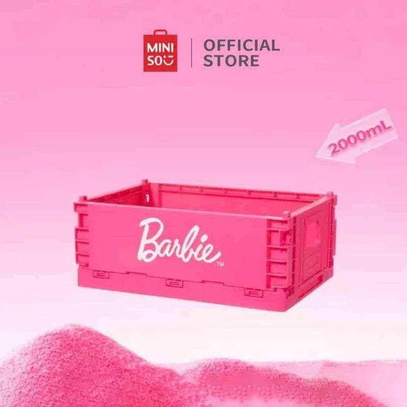 【台湾出货】Miniso X Barbie系列大號Kuke折疊籃34Cm折疊收納籃芭比收納盒收納盒