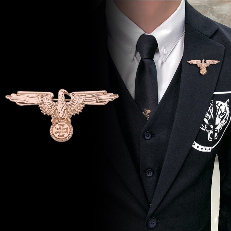 雉恩🥰軍事學院風格胸針徽章鷹十字別針空軍順序復古男士胸針