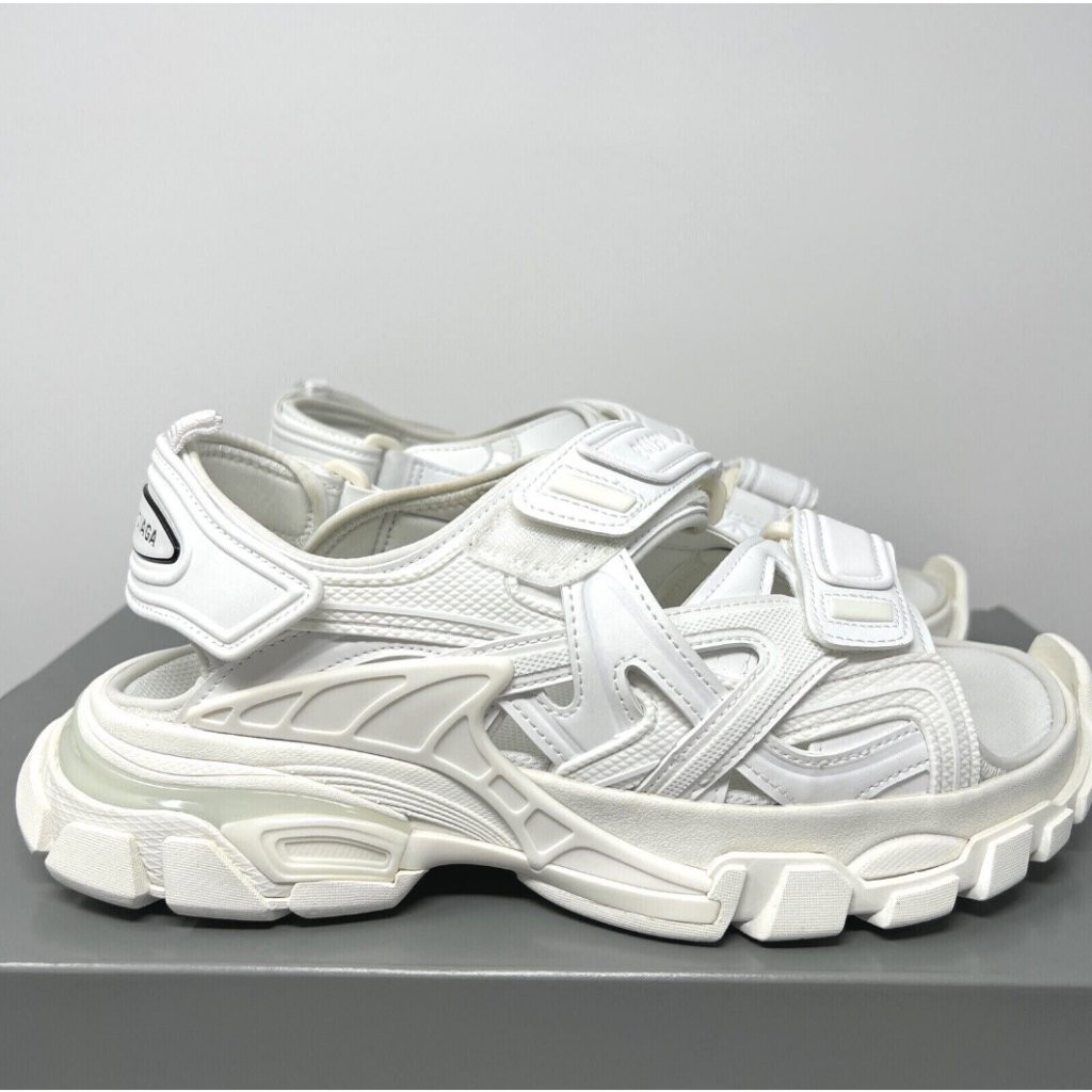 二手精品 巴黎世家 Balenciaga Track Sandal 白色 涼鞋 拖鞋 魔術貼 老爹鞋 617542