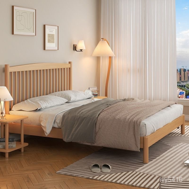 床架✨  北歐大床 實木溫莎床 法式雙人床架 房間床 雙人床架 1.9米實木床 原木床 日式床 臥室床架 實木床架