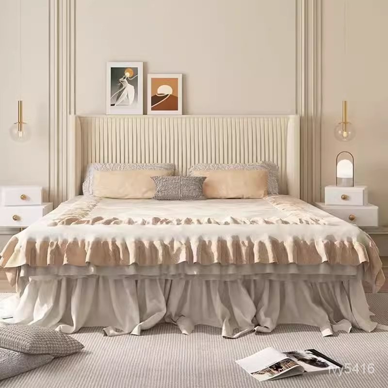 床架✨  法式床 歐式床架 輕奢床 軟包床 主臥床架 簡約床架 北歐褶皺床架雙人 現代床架 公主床 法式床架