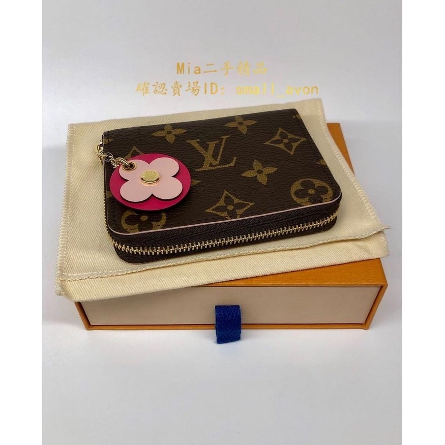 二手 LV LOUIS VUITTON M68332 小花 ㄇ型拉鏈零錢包 花卉 花朵 粉紅色拼芭蕾粉色 卡片夾