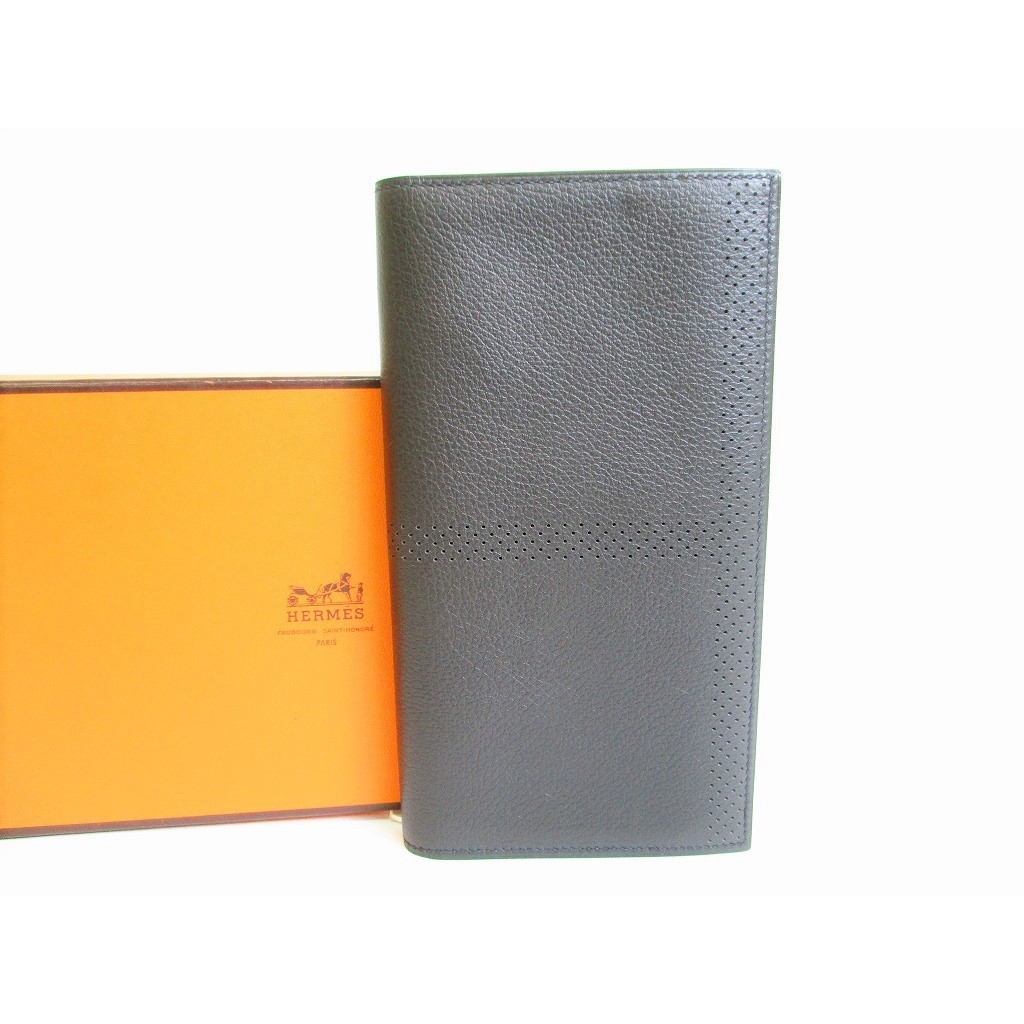 Auth HERMES Veau Swift Bifold Bill Wallet MC2 Fleming #7973