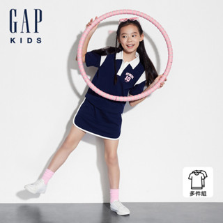Gap 女童裝 Logo翻領短袖短裙家居套裝-海軍藍(465409)