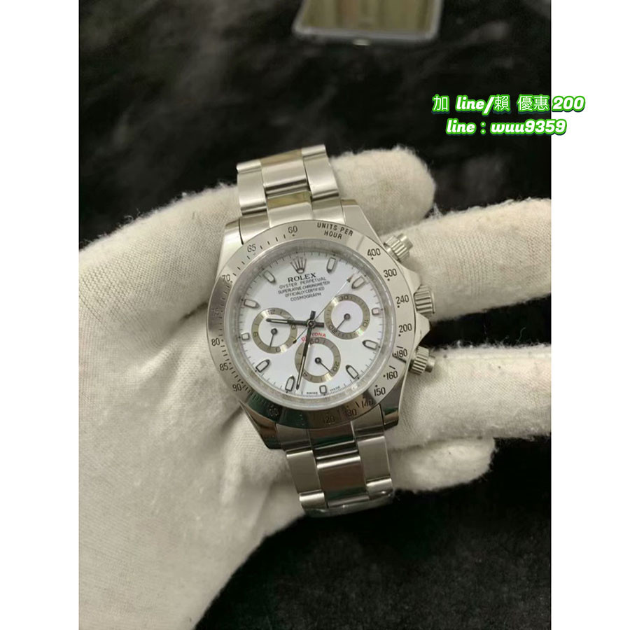 Rolex 勞力士 迪通拿 三眼熊貓 白底 機械錶 男士腕錶 藍寶石 精鋼錶帶