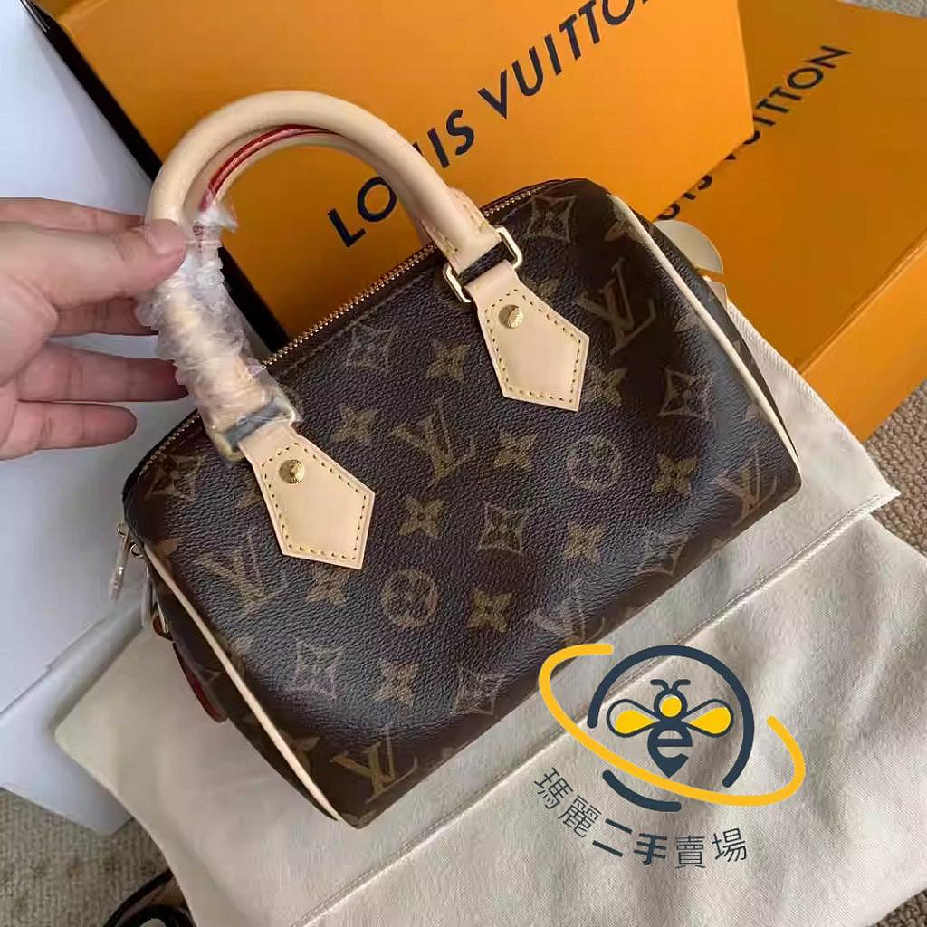 瑪麗二手 路易威登 LV Speedy 20 經典款 黑肩帶 波士頓 枕頭包 手提包 單肩包 M45957 M46234