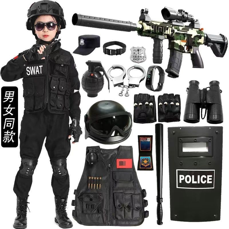 新款熱門🟡兒童玩具大全警察套裝警官服警長男孩特種兵特警衣服全套玩具裝備🟡免運