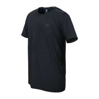 FIRESTAR 男彈性機能圓領短袖T恤(運動 慢跑 路跑 上衣 涼感 反光「D1732-10」 黑灰