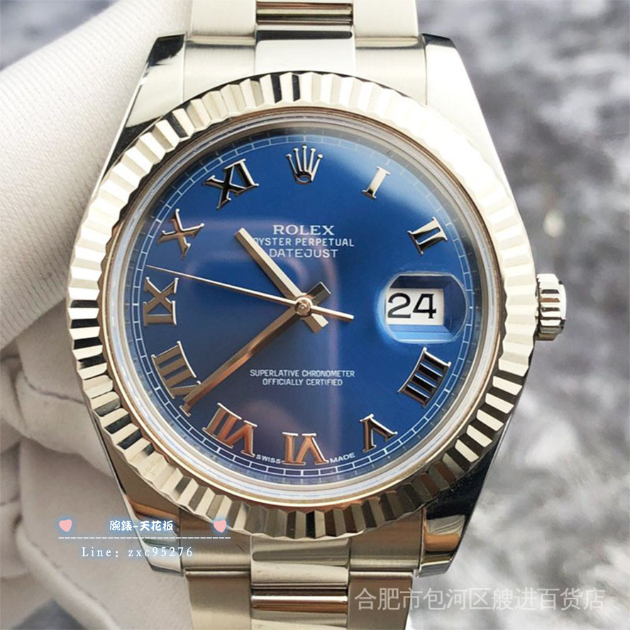 勞力士 Rolex 日誌男表116334藍色腕錶盤羅馬刻度日曆自動機械手腕錶 潮流 時尚 休閒 商務 經典 手腕錶