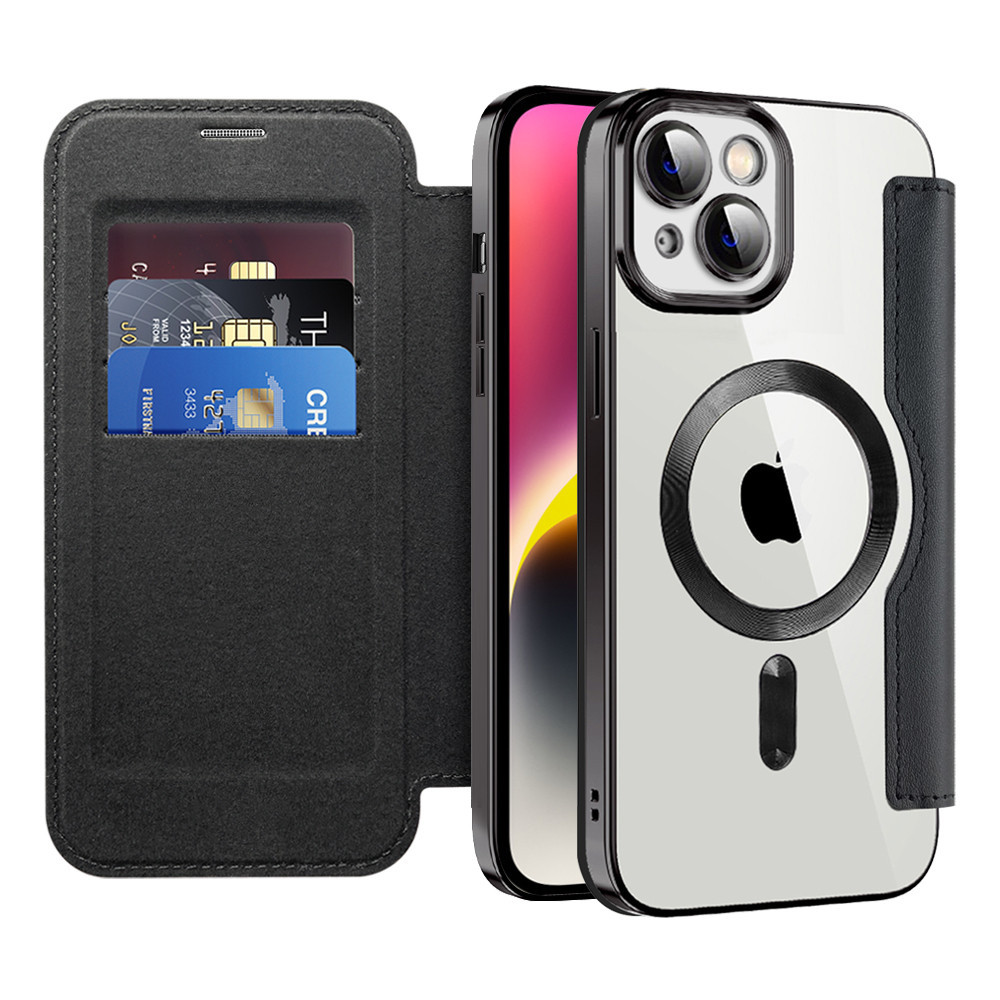 限時下殺 金盾磁吸 翻蓋式皮套 內置卡包 商務手機殼 適用於 iPhone 15 14 13 12 11 Pro Max